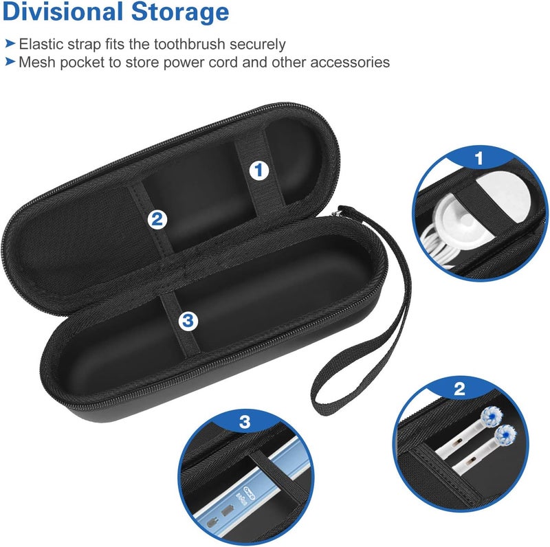Procase Travel Case for Oral-B/Oral-B Pro Smartseries/IO Serie Sonicare Protective Clean Electric Toothbrush, Hard EVA Case Cover Storage Bag Holder with Mesh Pocket for Accessories -Black - Image 3