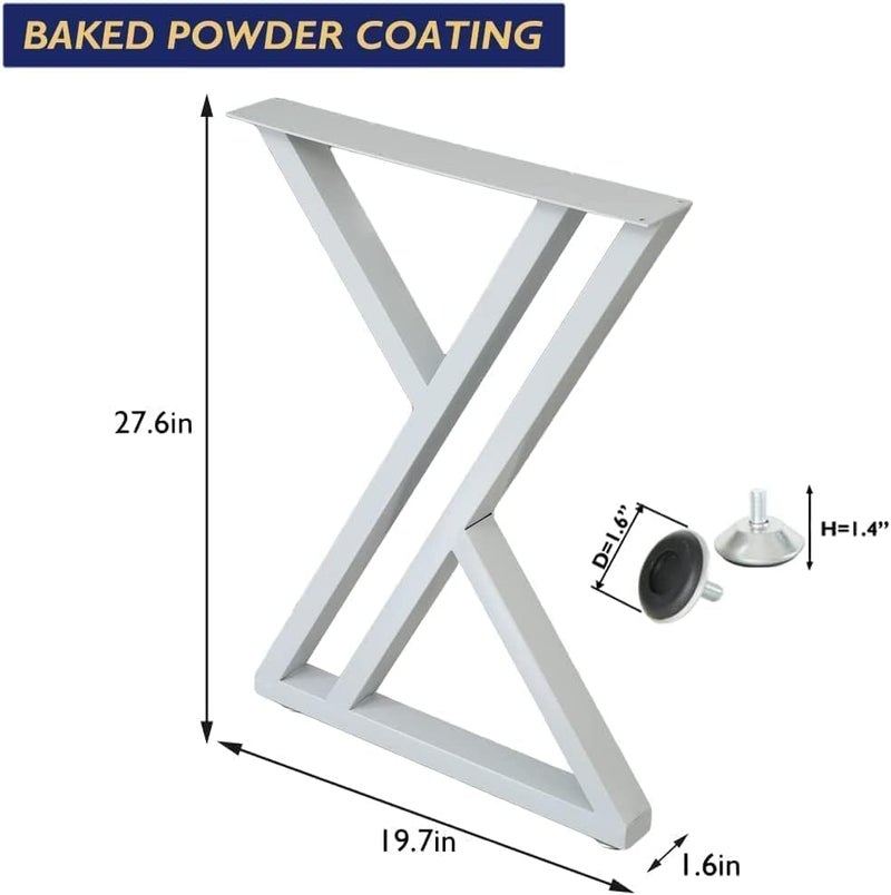 Ventuos 28 Metal Industrial Dining Modern Table Legs Desk Legs Base Cast Iron Welding Wrought Iron Coffee Table Bench Legs White Z Shape - Image 2
