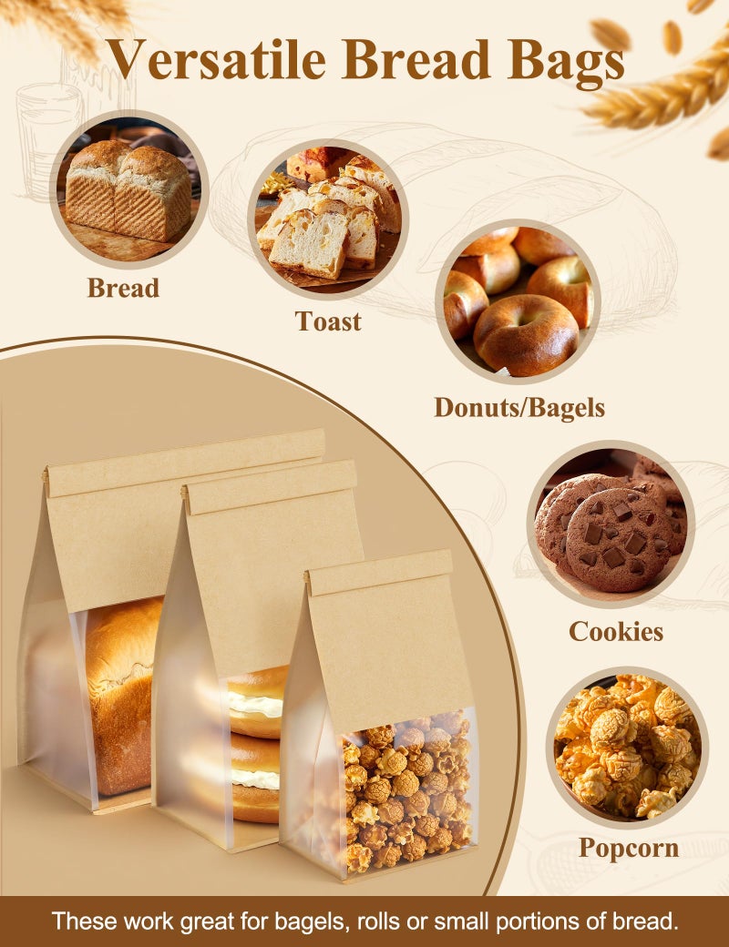 FireKylin Bakery Bags with Tin Tie Tab Lock 3.9"x3.1"x 8.2" Bread Bags for Homemade Bread Cookie Bags Good Choice Breads,Goodies,Baked,Goods and Cookie Packaging (50, Small) - Image 4