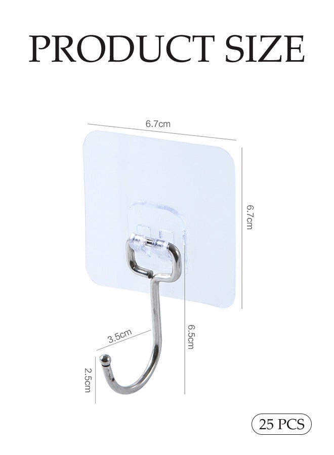 DUNISO 25 Pcs Adhesive Wall Hooks,Transparent Self Adhesive Hooks, Multifunctional Heavy Duty Wall Adhesive Hooks, Capable Of Bearing 20kg, Waterproof And Oil Resistant, Suitable For Kitchens, Bathrooms, Bedrooms And Offices  - Image 2