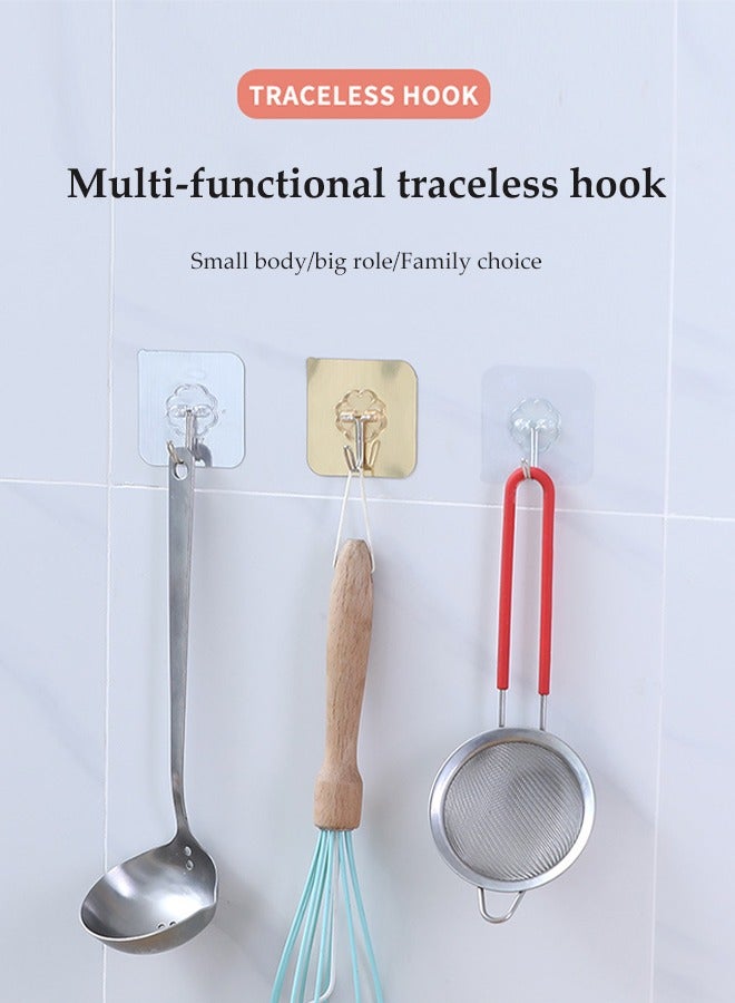 DUNISO 25 Pcs Adhesive Wall Hooks,Transparent Self Adhesive Hooks, Multifunctional Heavy Duty Wall Adhesive Hooks, Capable Of Bearing 20kg, Waterproof And Oil Resistant, Suitable For Kitchens, Bathrooms, Bedrooms And Offices  - Image 3