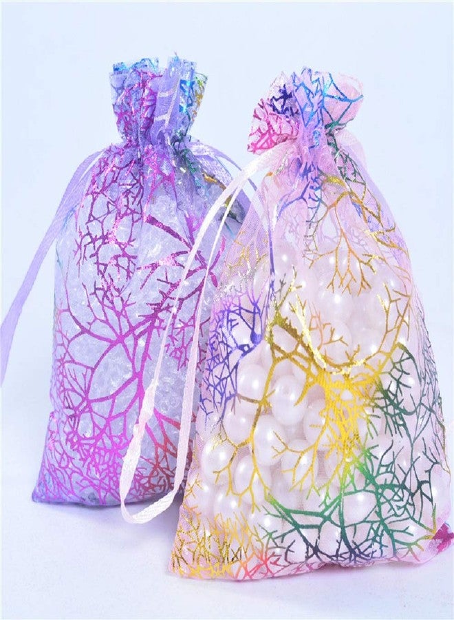 Stratalife Organza Bags 4x6 Small Drawstring Jewelry Pouches Party Favor Goodie Bags for Wedding Present Candy 100PCS (Mixed Coralline) - Image 3