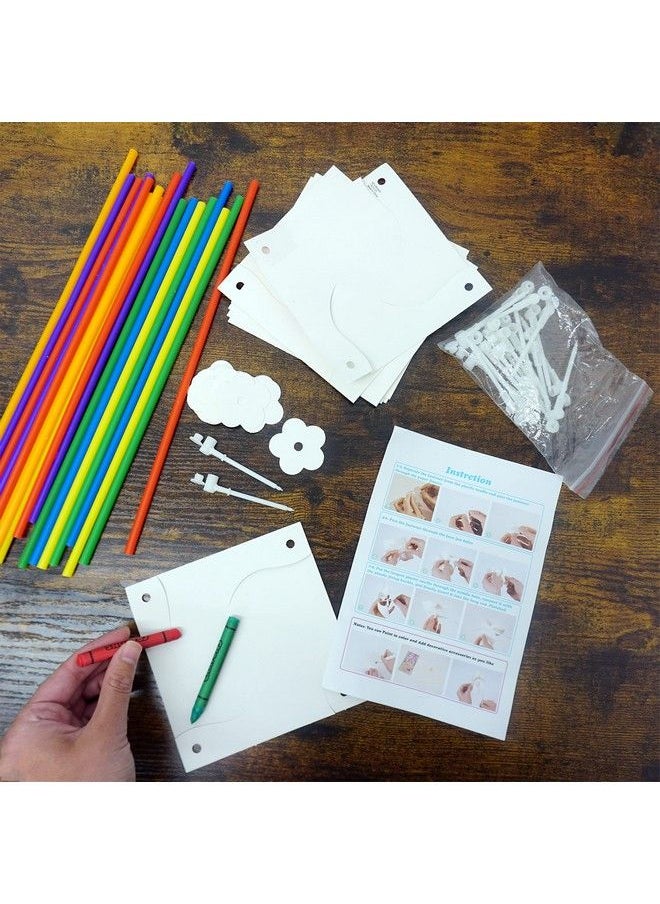 4E's Novelty Diy Pinwheels Craft For Kids (24 Pack) Color Your Own White Pinwheels Bulk Summer Craft Kit For Kids Boys & Girls Arts And Craft Party Activity 4Th Of July Pinwheels Crafts  - Image 5