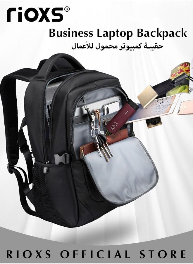 RIOXS Business Laptop Backpack Water Resistant Anti-Theft College Backpack with USB Charging Port and Lock 15.6 Inch Computer Backpacks for Women Men Casual Hiking Travel Daypack  - Image 4