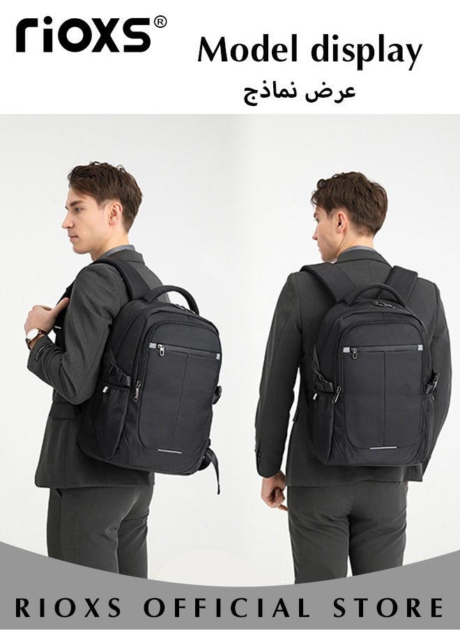 RIOXS Business Laptop Backpack Water Resistant Anti-Theft College Backpack with USB Charging Port and Lock 15.6 Inch Computer Backpacks for Women Men Casual Hiking Travel Daypack  - Image 3