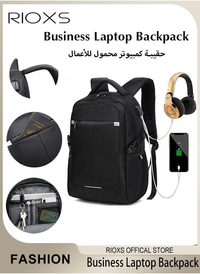 RIOXS Business Laptop Backpack Water Resistant Anti-Theft College Backpack with USB Charging Port and Lock 15.6 Inch Computer Backpacks for Women Men Casual Hiking Travel Daypack  - Image 1