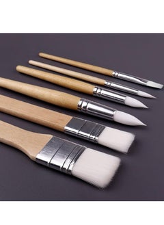 Oasisgalore 6pcs Wooden Oil Paint Brush Set Acrylic Painting Brushes Kit for Oil Watercolor Canvas DIY Arts Crafts Supplies  - Image 3