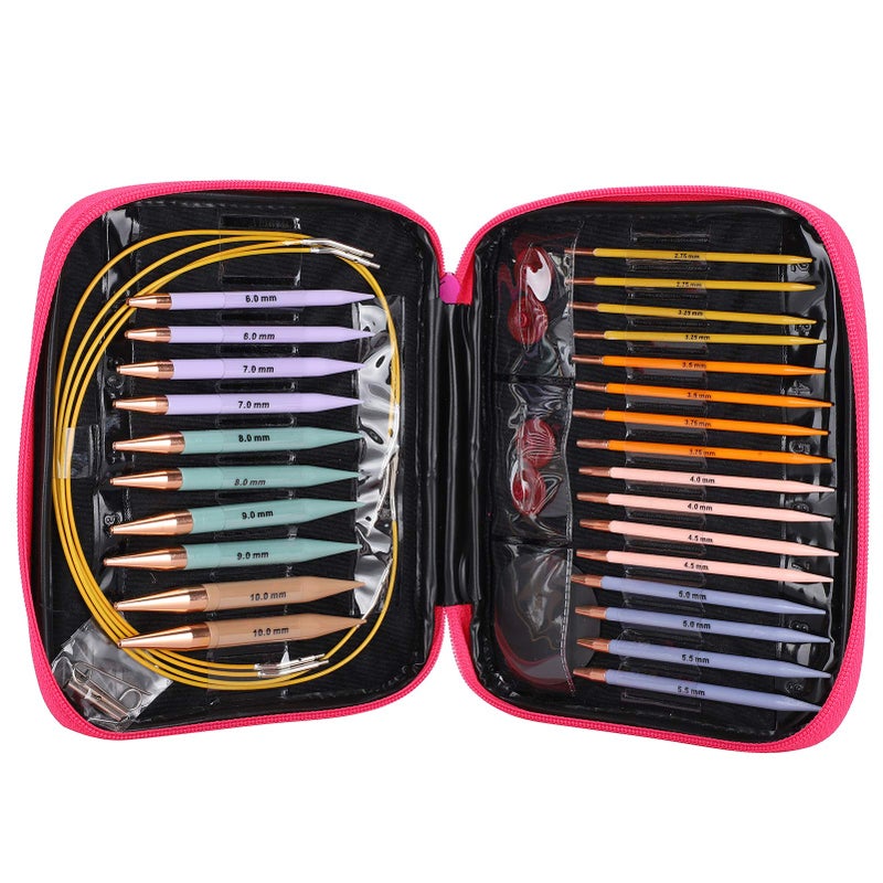Garosa 13-Piece Interchangeable Circular Knitting Needle Set, Size 2.75mm to 10mm, Professional Knitting Tools - Image 1