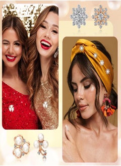 Geosar 80 Pieces Pearl Rhinestone Buttons Faux Pearl Brooch Gold Rhinestone Brooch Silver Rhinestone Embellishments Crystal Rhinestones Brooch Pins for Wedding Bouquet Jewelry Making DIY Crafts  - Image 3