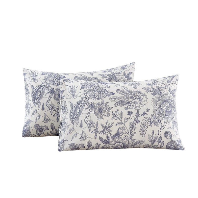 ECOCOTT ECOCOTT 2 Pack Pillowcase Queen Size with Vintage Floral Pillow Cases Set  100% Cotton Queen Pillow Covers Envelope Closure (Queen  20""x30"")  - Image 1