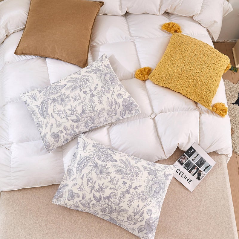 ECOCOTT ECOCOTT 2 Pack Pillowcase Queen Size with Vintage Floral Pillow Cases Set  100% Cotton Queen Pillow Covers Envelope Closure (Queen  20""x30"")  - Image 4
