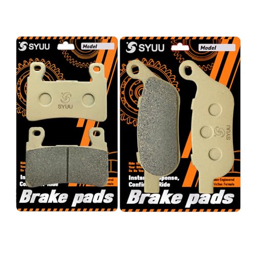 S SYUU High-Performance Reliable Motorcycle Front Rear Brake Pads Set Kit Compatible with Harley Davidson FLSTF/FLSTFB Fat Boy LO FXSB Breakout 2015-2017 - Low Noise, Easy Installation FA296F FA458R - Image 1
