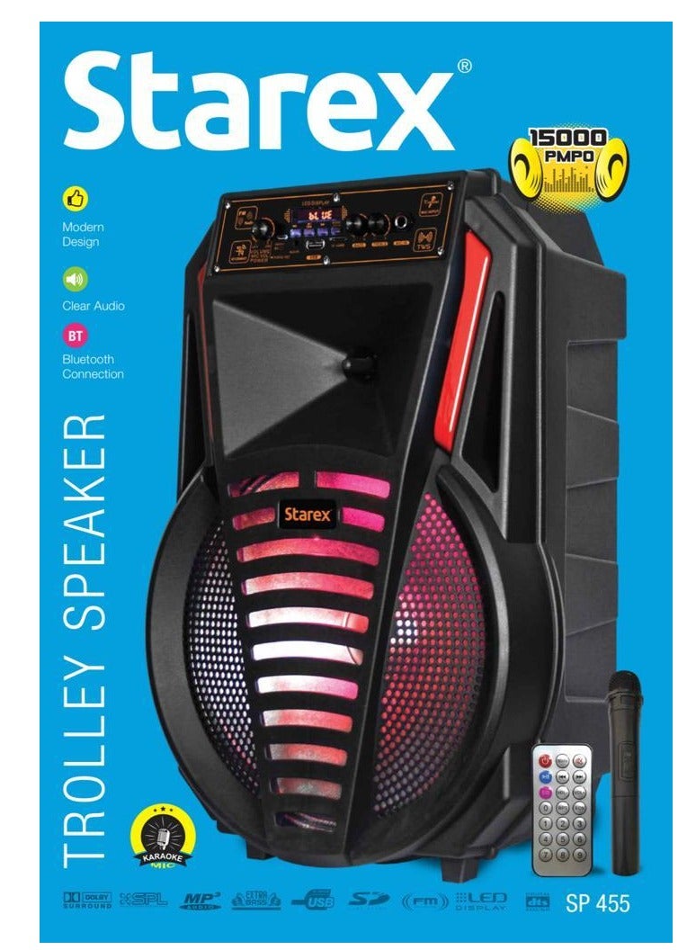 Starex 12" Trolley Speaker 2400 mAh Bluetooth TWS LED with Mic & Remote