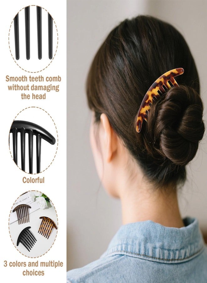 Ymapinc 3PCS French Hair Comb, 7 Tooth Plastic Elegant French Hair Side Combs for Women Girls Tidying up Stray Buns Hairpin Clips Accessories Tortoiseshell Color with Leopard Print - Image 4