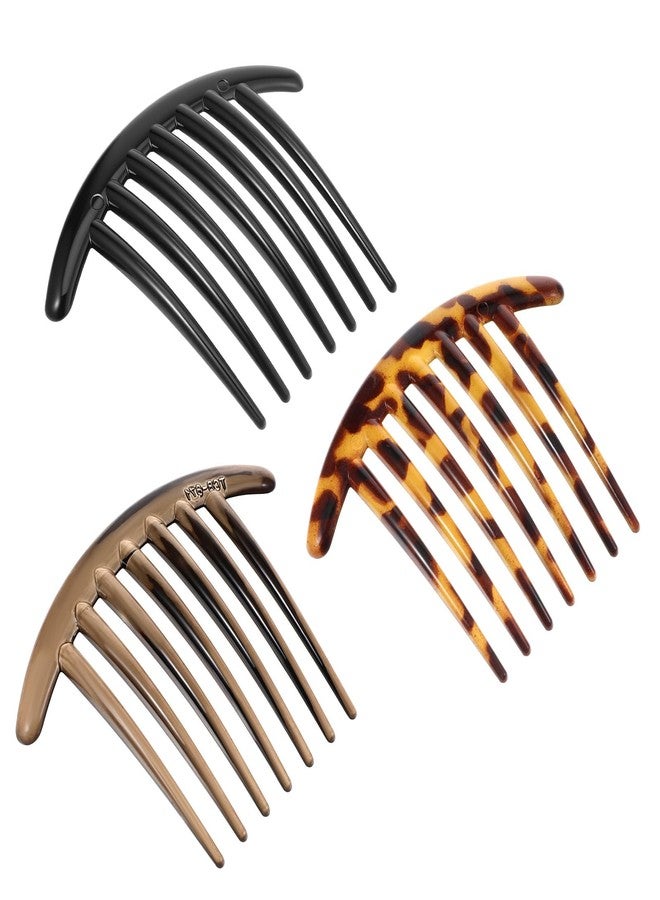 Ymapinc 3PCS French Hair Comb, 7 Tooth Plastic Elegant French Hair Side Combs for Women Girls Tidying up Stray Buns Hairpin Clips Accessories Tortoiseshell Color with Leopard Print - Image 1