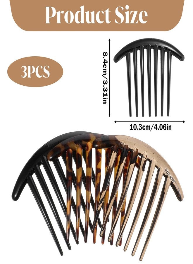 Ymapinc 3PCS French Hair Comb, 7 Tooth Plastic Elegant French Hair Side Combs for Women Girls Tidying up Stray Buns Hairpin Clips Accessories Tortoiseshell Color with Leopard Print - Image 2