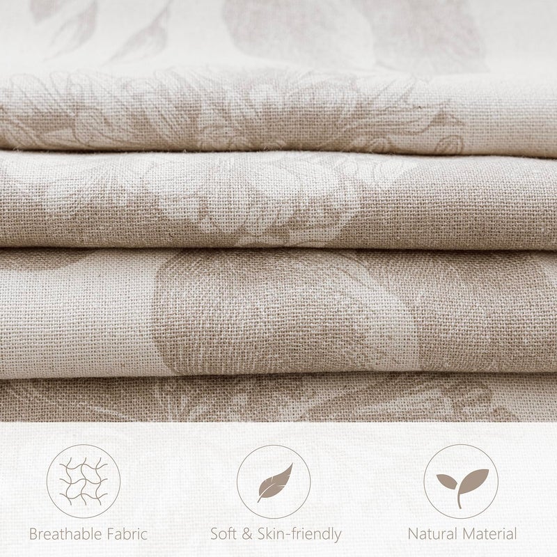 Foindtower Set of 2 Linen Floral Vintage Throw Pillow Covers Neutral Accent Decorative Cushion Covers Farmhouse Boho Home Decor for Sofa Chair Couch Bedroom Living Room,24Ã—24 Inch,Tan Beige - Image 2
