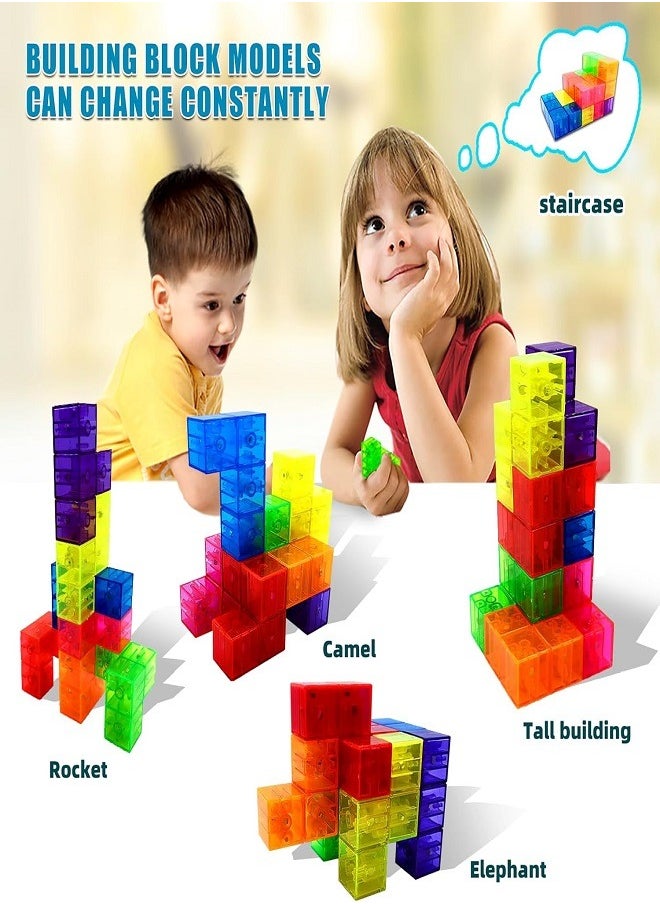 Magnetic - Magnetic Building Blocks Magic Magnetic 3D Puzzle Cubes, Set of 7 Multi Shapes Magnetic Blocks with 54 Guide Cards, Children's Educational Toys and Stress Relief Fidget Toys for Kids Adults - Image 1