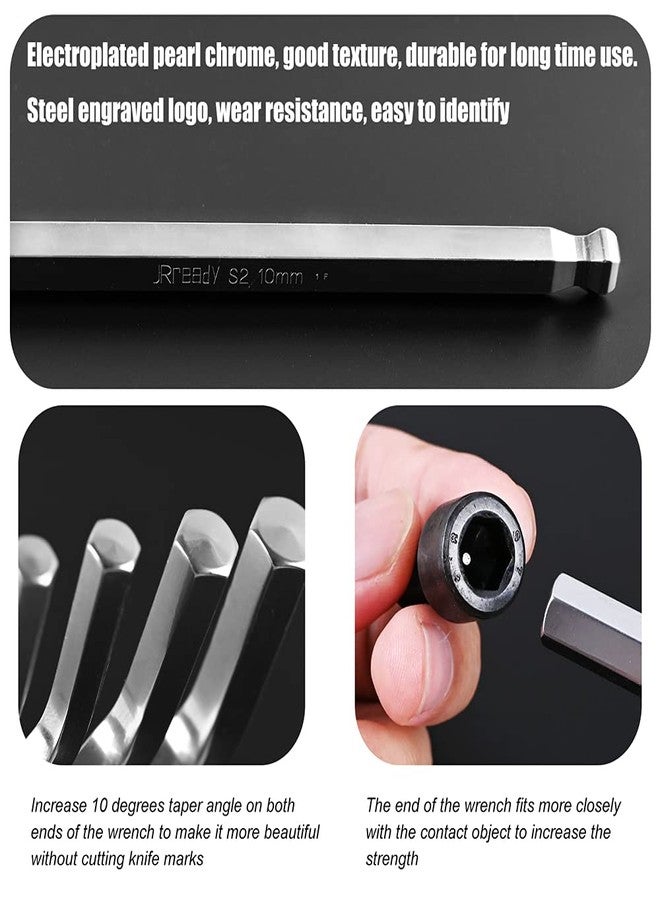 JRready مجموعة مفاتيح سداسية من JRready ST5212، ذراع طويلة، طرف كروي، مجموعة مفاتيح سداسية من 22 قطعة، فولاذ S2، 13 قطعة، بوصة/ 9 قطع، متري - Image 5
