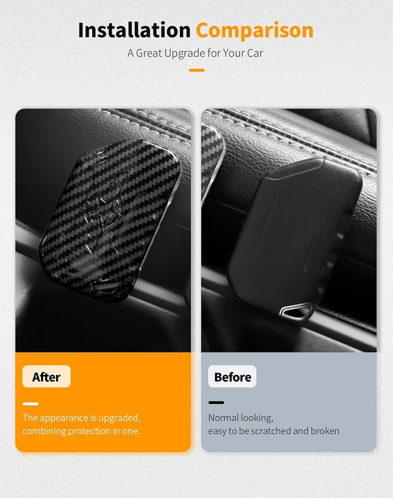 Hoolcar Key Fob Cover Case Key Holder Shell Remote Control Smart Key Fob Protector Compatible with Jeep Wrangler JL JLU & Gladiator JT 2018-2025, Carbon Fiber - Image 3
