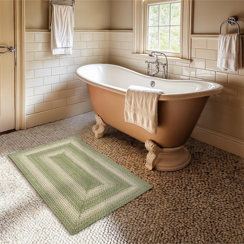 Grassland Green Jute Braided Rugs 20x30 Rectangle  Warm Country Rustic Decor Perfect for Laundry Rooms Bathrooms and Entryways  Durable and Easy to Clean
