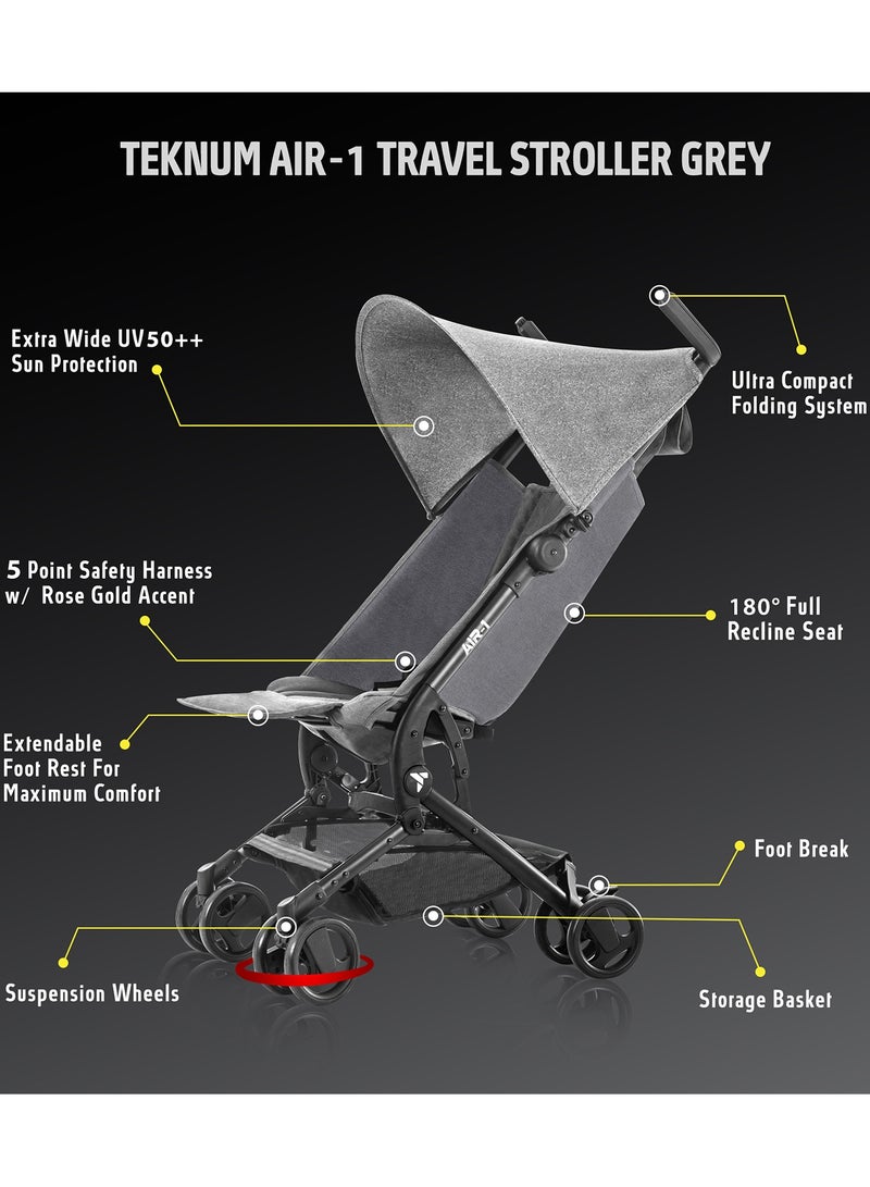 TEKNUM Air - 1 Travel Stroller With Carry Backpack - Grey  - Image 3