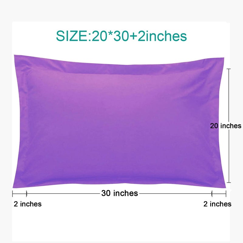 إن تي باي NTBay Queen Pillow Shams - 2 Pack Microfiber 20x30 Coverings - Super Super and Dozy Growner Resistant 20x30 Indcses Oxford Plowcases Purple  - Image 4