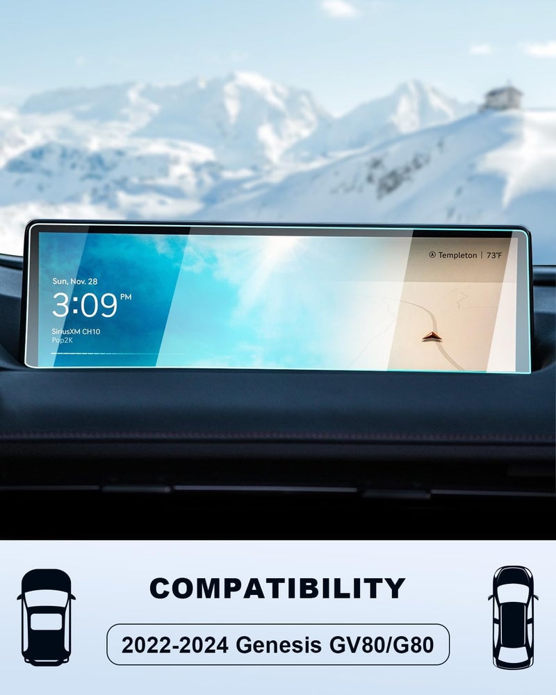 BIXUAN 2024 GV80/G80 Screen Protector For 2022-2024 Genesis GV80/G80 (Standard/Advanced/Prestige) 14.5 Inch Touchscreen, 2024 GV80/G80 Accessories Navigation 9H Tempered Glass Anti-Fingerprints Cover - Image 2