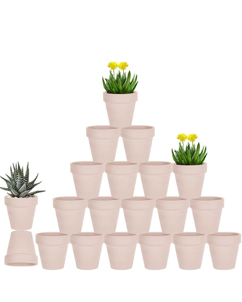 vensovo 3 Inch Pink Terra Cotta Terracotta Pots with Drainage 20 Pack Clay Flowerpots Succulent Nursery Planter Great for Plants Crafts Wedding Favor - Image 2