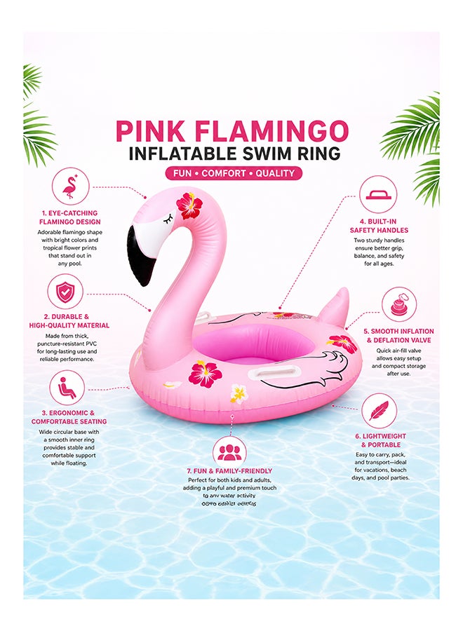 DBLEW Inflatable Flamingo Baby Swim Float Ring Seat Pool Float, Pink - Image 2