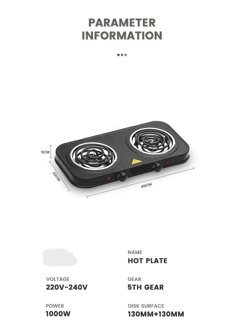 Generic 2000W Dual Electric Heater - Dual Heating Surface - Temperature Control - Indicator Light - Non-Slip Feet - Easy to Clean - 220-240V  - Image 2