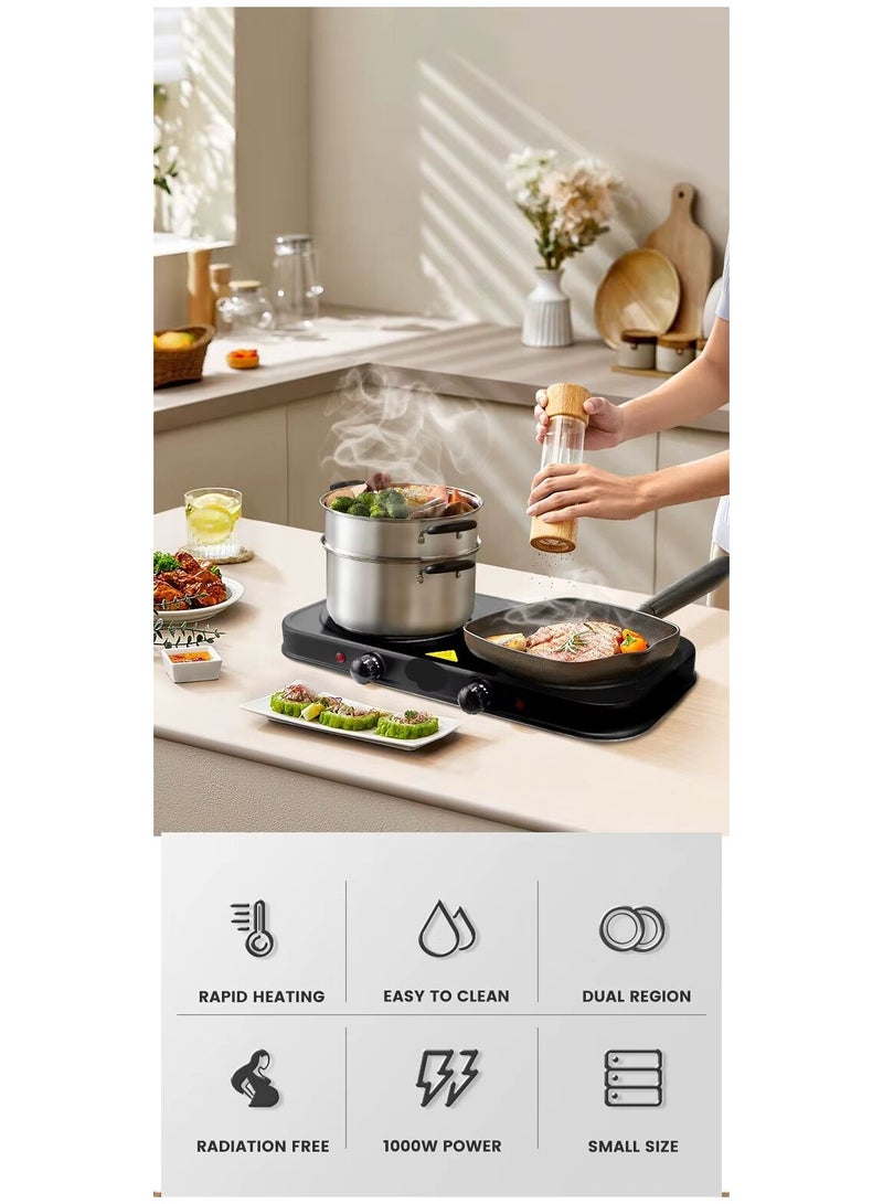Generic 2000W Dual Electric Heater - Dual Heating Surface - Temperature Control - Indicator Light - Non-Slip Feet - Easy to Clean - 220-240V  - Image 3