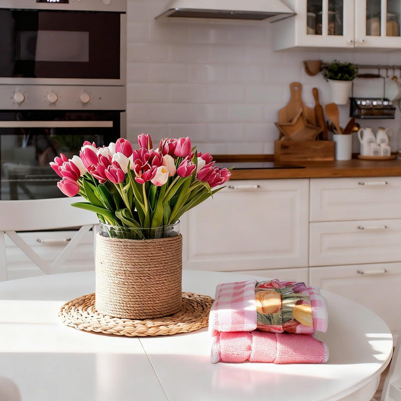 Tegeme 6 Pcs Hanging Kitchen Towels with Loop, Absorbent Hand Tie Towels Microfiber Decorative Fast Drying Kitchen Hanging Towel for Home Bathroom(Tulip) - Image 5