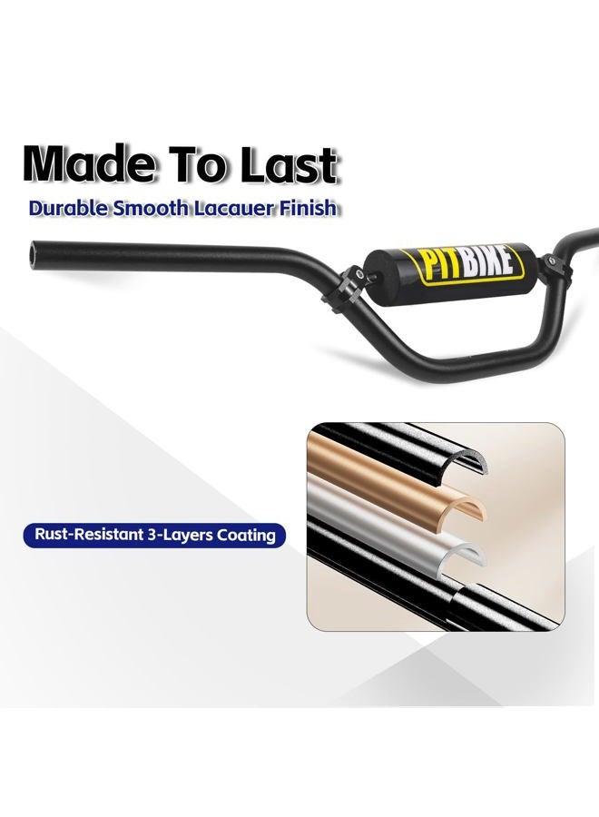 DAYIMADE 7/8" Pit Bike Handlebars Set with Foam Pad & Grips -Motorcycle Handlebars for CRF YZF KXF KLX RMZ DRZ Dirt Bike, ATV, Quad, E-Bike Mods,T6 Aluminum 7/8 Motorcycle Handlebar Upgrade (Black&Black) - Image 3
