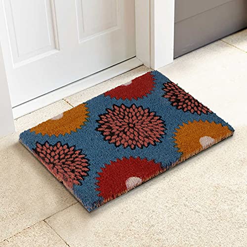 HOKIPO Natural Coconut Coir Printed Doormat For Home Entrance, 40 X 60 Cm, Blue (In-471-Bl, Rectangular) - Image 1
