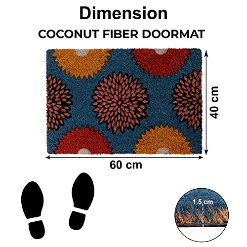 HOKIPO Natural Coconut Coir Printed Doormat For Home Entrance, 40 X 60 Cm, Blue (In-471-Bl, Rectangular) - Image 5
