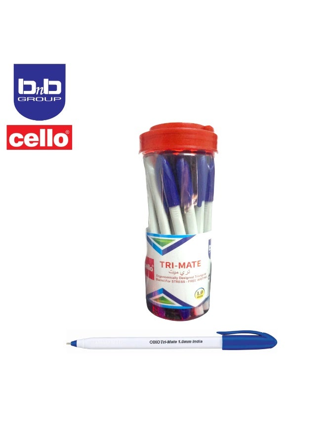 تشيلو قلم حبر جاف سيلو تريميت 1.0 مم، عبوة من 25 قلمًا، أزرق-SA - Image 1