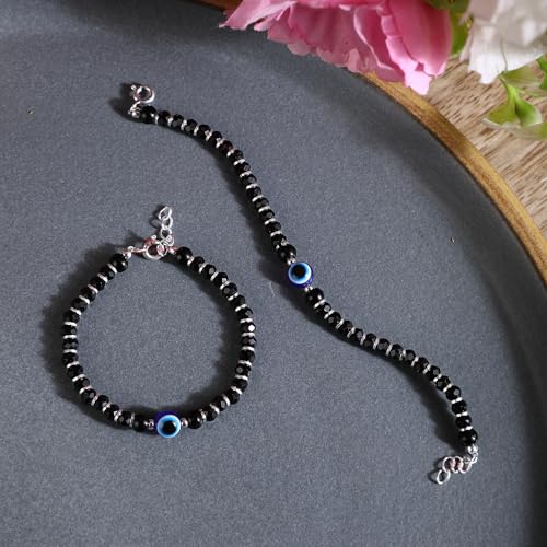 DHRUVS COLLECTION 925 Silver Evil Eye Nazariya Black & Silver Crystal Beads Bracelet for Baby Boys & Baby Girls (Length - 4.5 Inch, Suitable for 6 Months to 18 Months) - Image 3