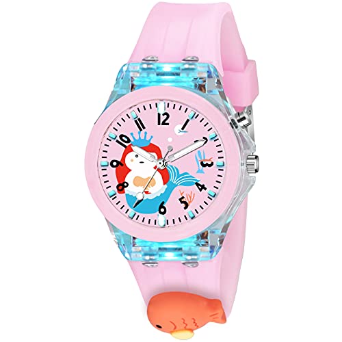 SWADESI STUFF Cute Cartoon Multi Color Lights Rubber Strap Kid Analog Watch For Girls (Fish), Multi-Color Dial, Multi-Color Band - Image 1
