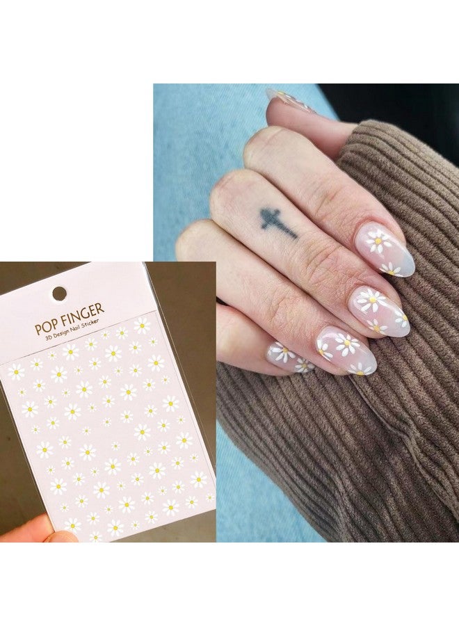 winthrop 6 Sheets Daisy Nail Art Stickers Charming Flower Chrysanthemum 3D Trendy Design Selfadhesive Spring Nail Art Decals Diy Manicure Decoration Supplies Accessories For Women Girls - Image 2