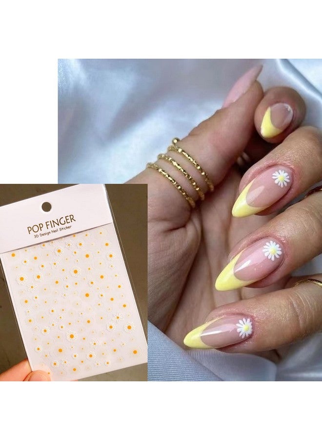 winthrop 6 Sheets Daisy Nail Art Stickers Charming Flower Chrysanthemum 3D Trendy Design Selfadhesive Spring Nail Art Decals Diy Manicure Decoration Supplies Accessories For Women Girls - Image 3