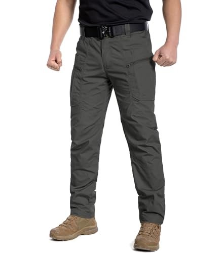 CARWORNIC Mens Ripstop Tactical Pants Water Resistant Cargo Work Pants Lightweight Breathable Outdoor Hiking Pants for EDC Military Combat Security Construction Trekking with 8 Pockets Dark Grey - Image 3
