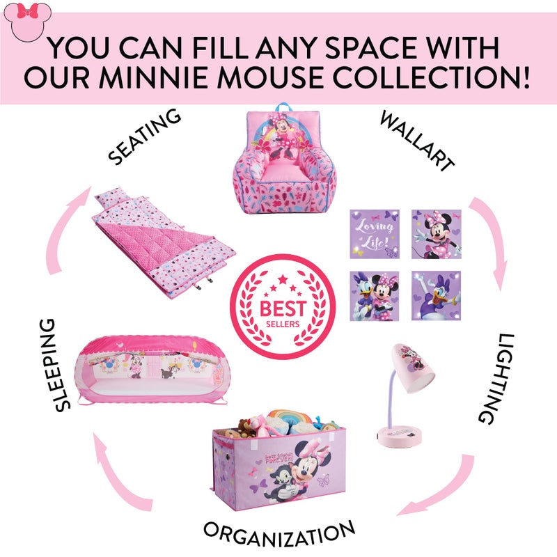 Idea Nuova Disney Minnie Mouse Pop-Up Hamper Oh So Happy  Design  21 H X 13.5 W X 13.5 L  Durable & Collapsible Laundry Basket With Carry Handles For Kids Room - Image 5