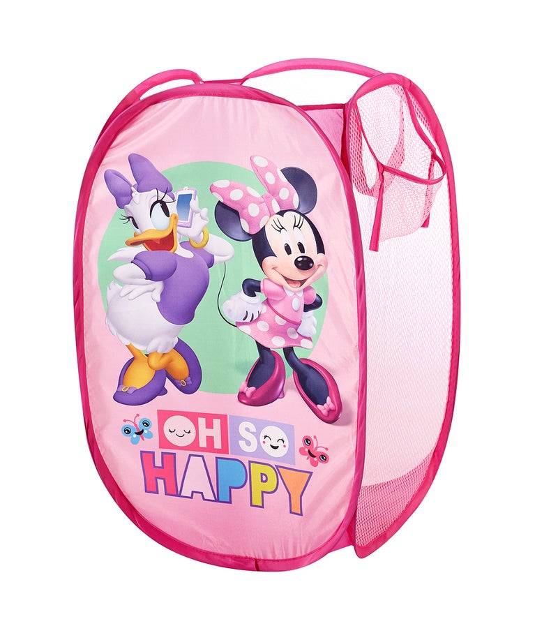 Idea Nuova Disney Minnie Mouse Pop-Up Hamper Oh So Happy  Design  21 H X 13.5 W X 13.5 L  Durable & Collapsible Laundry Basket With Carry Handles For Kids Room - Image 1