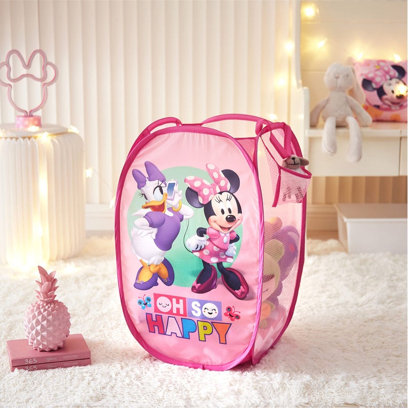 Idea Nuova Disney Minnie Mouse Pop-Up Hamper Oh So Happy  Design  21 H X 13.5 W X 13.5 L  Durable & Collapsible Laundry Basket With Carry Handles For Kids Room - Image 4