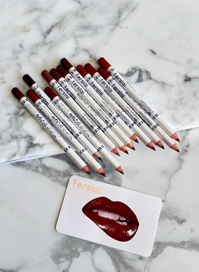 Ferslai 12-Piece Lip Liner Set Multicolour, Professional - Image 2