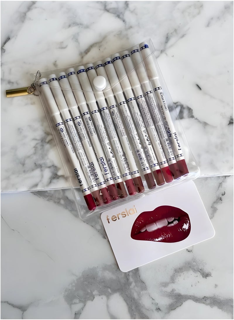 Ferslai 12-Piece Lip Liner Set Multicolour, Professional - Image 3