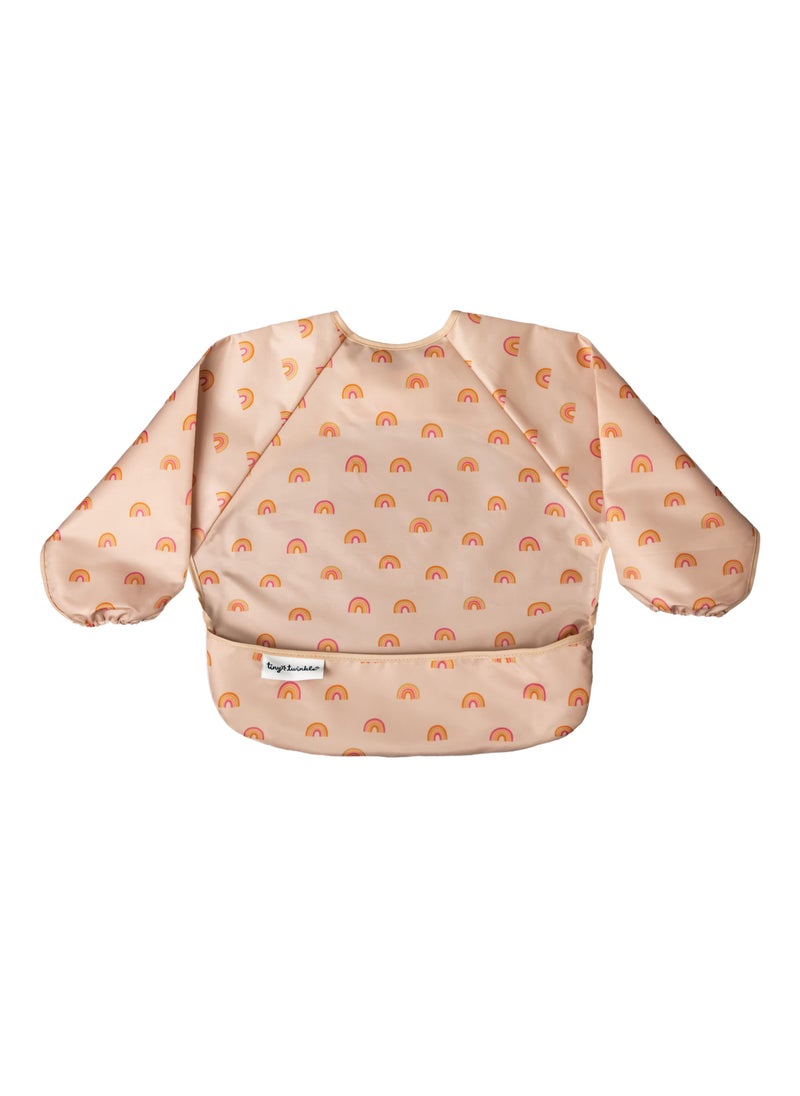 Tiny Twinkle Tiny Twinkle Mess Proof Baby Bib, Cute Full Sleeve Bib Outfit, Waterproof Bibs for Toddlers, Machine Washable, Tug Proof Closure, Baby Smock for Eating, Long Sleeve (Boho Rainbow, Small 6-24 Months)  - Image 1
