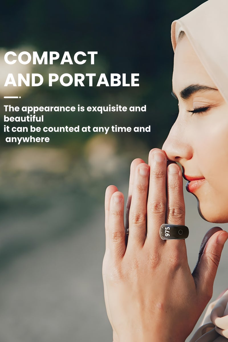 خاتم ذكي مع عداد صلاة رقمي واتجاه القبلة وتذكير، هدية إسلامية لشهر رمضان والعيد، خاتم ذكر محمول مع تطبيق للمسلمين - Image 5