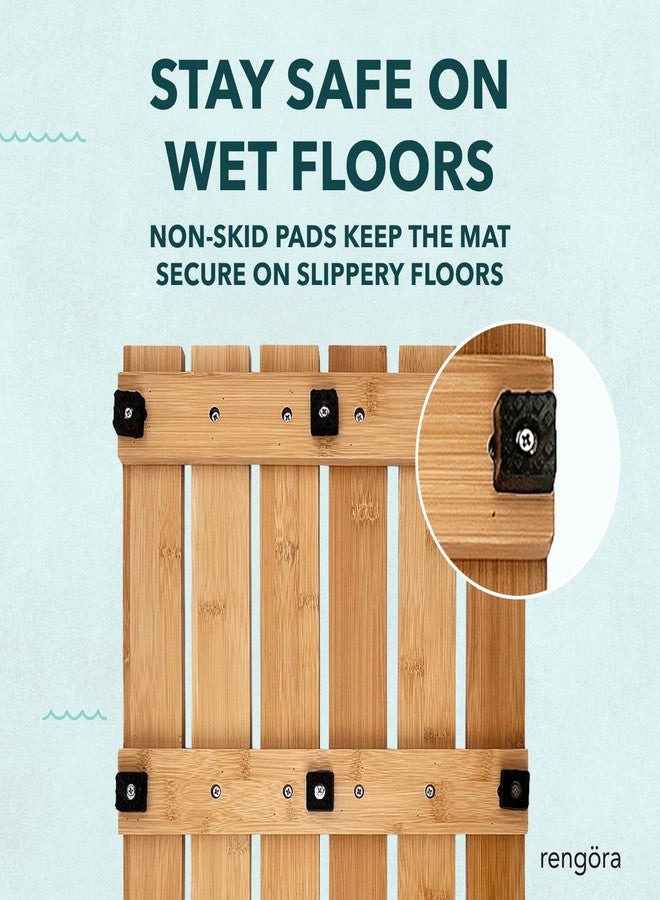 rengöra حصيرة استحمام من الخيزران في الهواء الطلق 19.5x12.5 بوصة، حصيرة استحمام غير قابلة للانزلاق للخيزران للأرضيات الداخلية/الخارجية، ديكور سبا لأرضية الساونا، ملحقات حمام خشبية، حصائر استحمام خشبية، ديكور غرفة سبا للحمام - Image 3